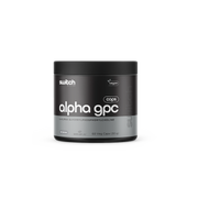 Switch Nutrition Alpha GPC L-Alpha Glycerylphosphorylcholine 60 Veg Caps (30g) - Vegan-friendly capsules designed to support cognitive function and mental performance. Comes in a black container.