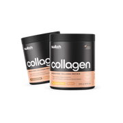 Switch Nutrition Collagen Hydrolysed Collagen Protein Bundle - Includes two 250g containers (20 Serves each). Supports natural collagen production with Type I, II, & III peptides from marine and bovine collagen. Naturally sweetened with a 30-day money-back guarantee.