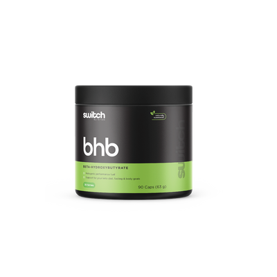 Switch Nutrition BHB Beta-Hydroxybutyrate 90 Caps (63g) - Ketogenic performance fuel to support your keto diet, fasting, and body goals. Naturally sweetened and provides 30 serves.